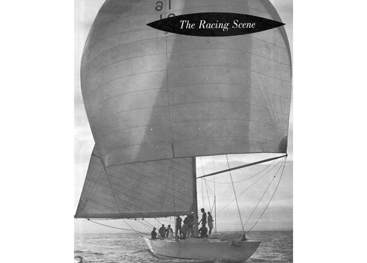 a sailboat with The Racing Scene on it